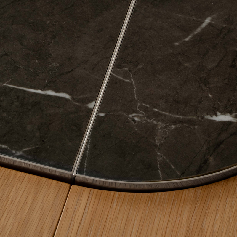 UMAGE Lifestyle Comfort Circle Extendable Dining Table Oak Ceramic Top Nero Steel (4).png